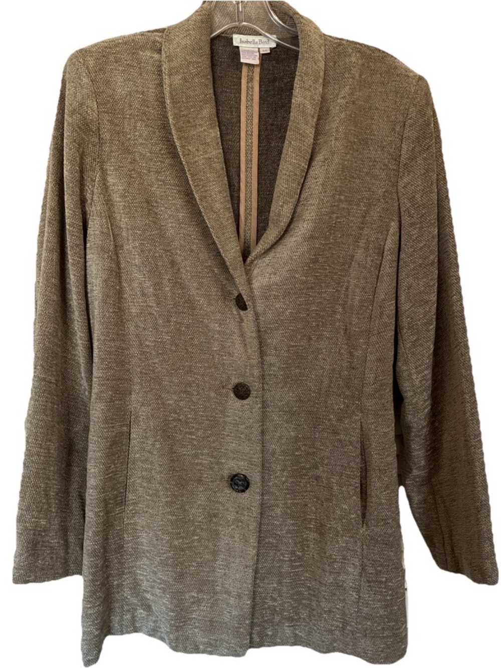 VTG Isabella Bird- Tan Blazer Jacket Pockets Boho Coastal Office Sz 14
